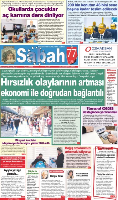 13 Kasım 2023 Gaziantep Sabah Gazetesi