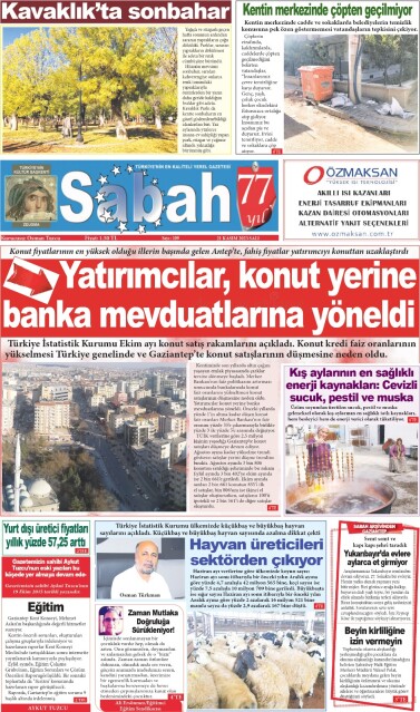 21 Kasım 2023 Gaziantep Sabah Gazeteasi