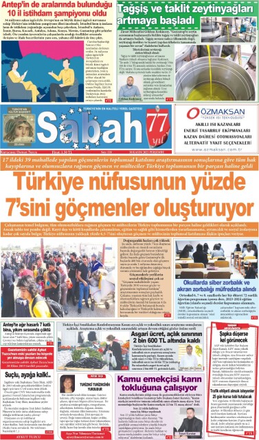 30 Kasım 2023 Gaziantep Sabah Gazetesi