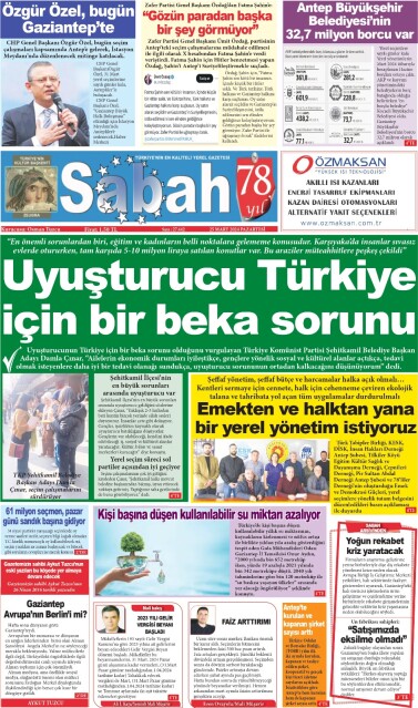 25 Mart 2024 Gaziantep Sabah Gazetesi