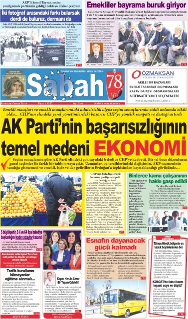 03 Nisan 2024 Gaziantep Sabah Gazetesi