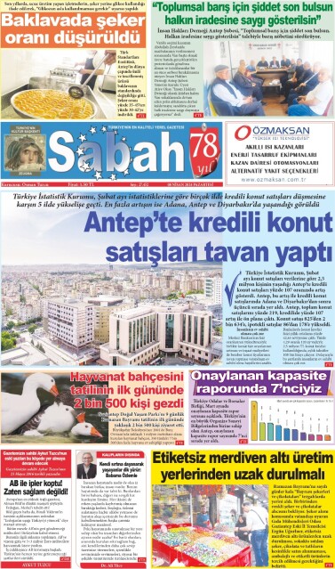 08 Nisan 2024 Gaziantep Sabah Gazetesi