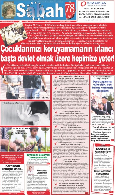 23 Nisan 2024 Gaziantep Sabah Gazetesi