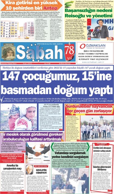 30 Nisan 2024 Gaziantep Sabah Gazetesi