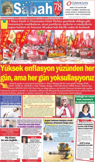 02 Mayıs 2024 Gaziantep Sabah Gazetesi