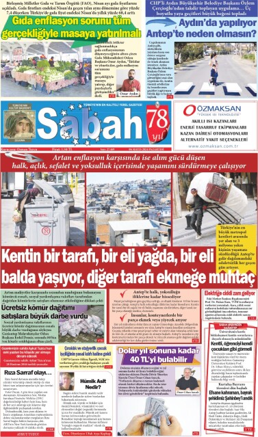 06 Mayıs 2024 Gaziantep Sabah Gazetesi