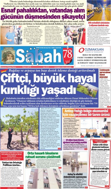10 Temmuz 2024 Gaziantep Sabah Gazetesi