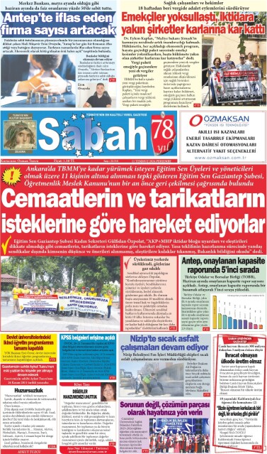 11 Temmuz 2024 Gaziantep Sabah Gazetesi