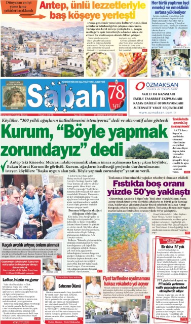 15 Temmuz 2024 Gaziantep Sabah Gazetesi