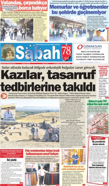 17 Temmuz 2024 Gaziantep Sabah Gazetesi