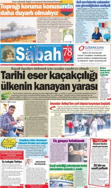 24 Temmuz 2024 Gaziantep Sabah Gazetesi
