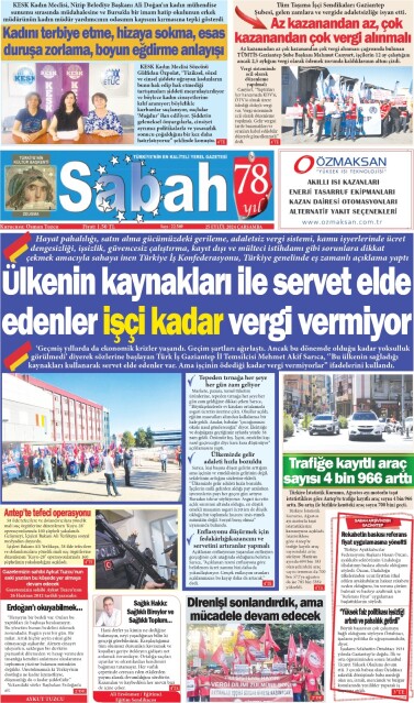 25 Eylül 2024 Gaziantep Sabah Gazetesi