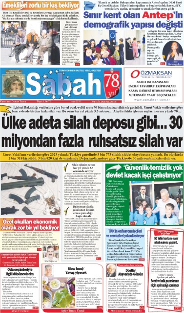 30 Eylül 2024 Gaziantep Sabah Gazetesi