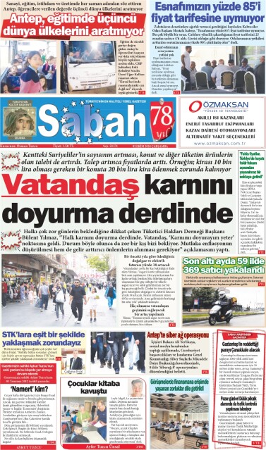 02 Ekim 2024 Gaziantep Sabah Gazetesi