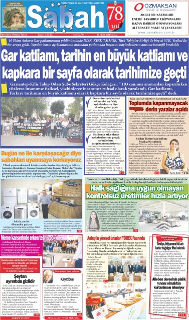 11 Ekim 2024 Gaziantep Sabah Gazetesi