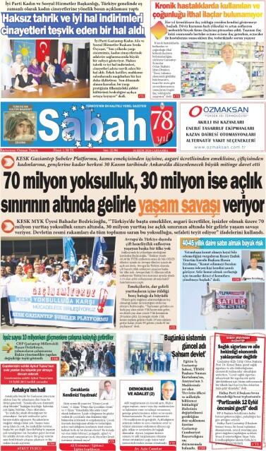 16 Ekim 2024 Gaziantep Sabah Gazetesi