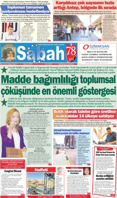 28 Ekim 2024 Gaziantep Sabah Gazetesi