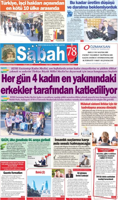 30 Ekim 2024 Gaziantep Sabah Gazetesi