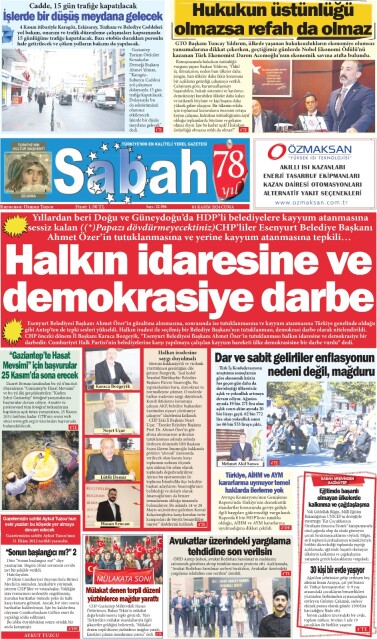 01 Kasım 2024 Gaziantep Sabah Gazetesi