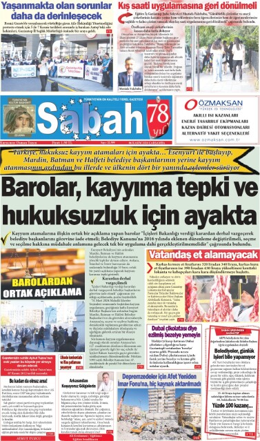 06 Kasım 2024 Gaziantep Sabah Gazetesi