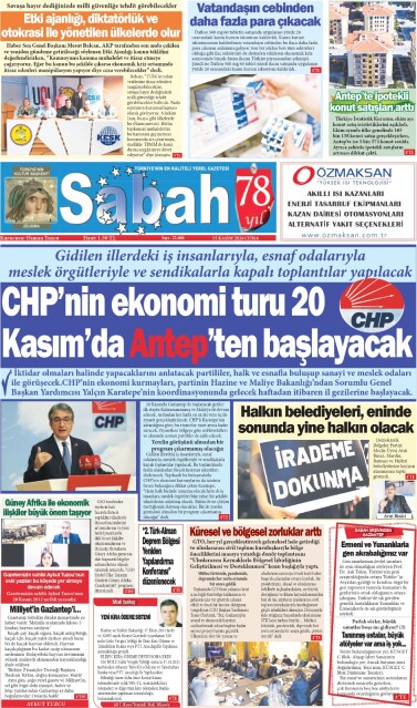 15 Kasım 2024 Gaziantep Sabah Gazetesi