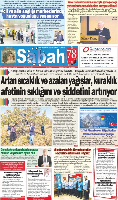 20 Kasım 2024 Gaziantep Sabah Gazetesi