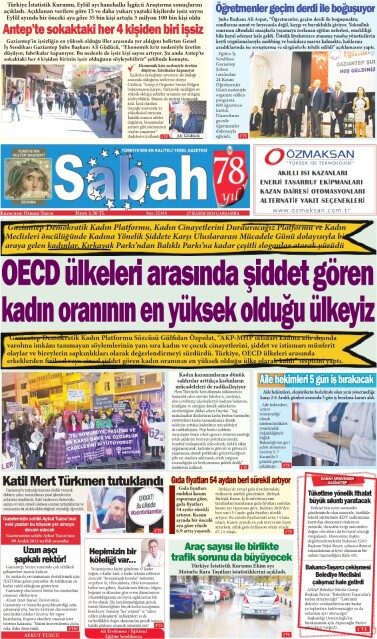 27 Kasım 2024 Gaziantep Sabah Gazetesi