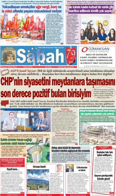 28 Nisan 2025 Gaziantep Sabah Gazetesi