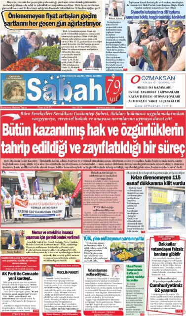 06 Mayıs 2025 Gaziantep Sabah Gazetesi