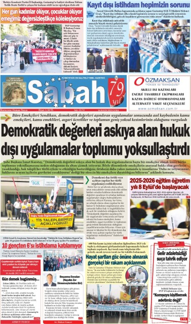 16 Mayıs 2025 Gaziantep Sabah Gazetesi