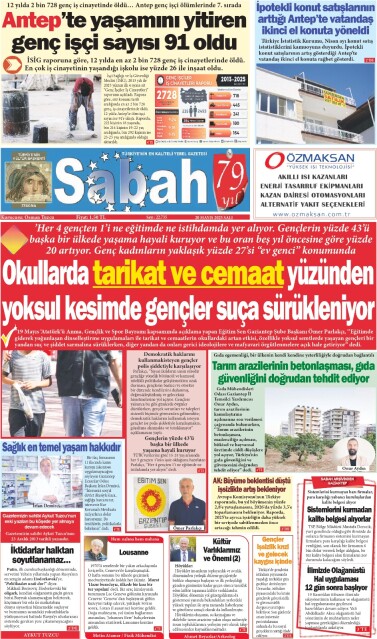 20 Mayıs 2025 Gaziantep Sabah Gazetesi