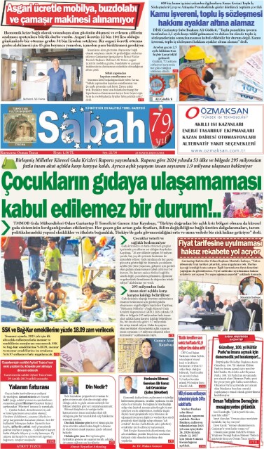 23 Mayıs 2025 Gaziantep Sabah Gazetesi