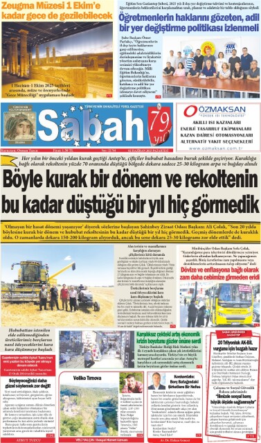 02 Haziran 2025 Gaziantep Sabah Gazetesi