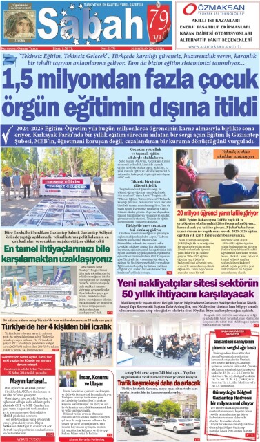 20 Haziran 2025 Gaziantep Sabah Gazetesi