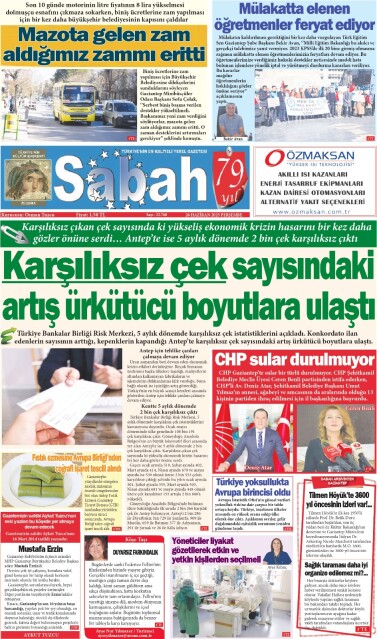 26 Haziran 2025 Gaziantep Sabah Gazetesi