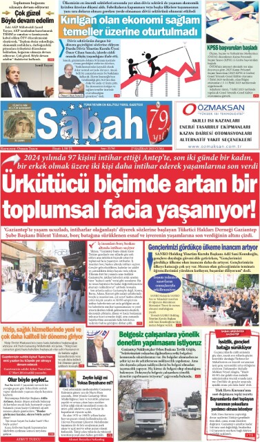 27 Haziran 2025 Gaziantep Sabah Gazetesi