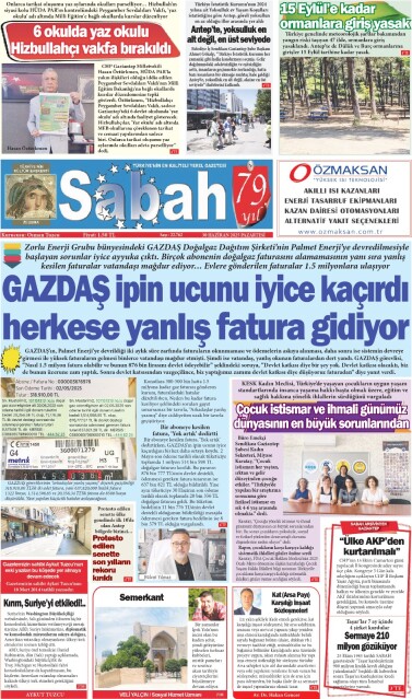 30 Haziran 2025 Gaziantep Sabah Gazetesi