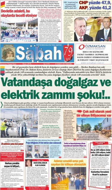 03 Temmuz 2025 Gaziantep Sabah Gazetesi