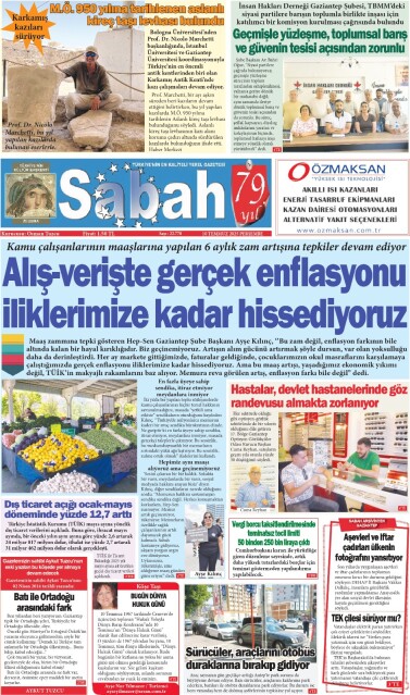 10 Temmuz 2025 Gaziantep Sabah Gazetesi