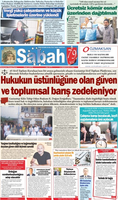 11 Temmuz 2025 Gaziantep Sabah Gazetesi