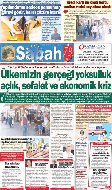17 Temmuz 2025 Gaziantep Sabah Gazetesi