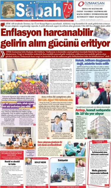 21 Temmuz 2025 Gaziantep Sabah Gazetesi