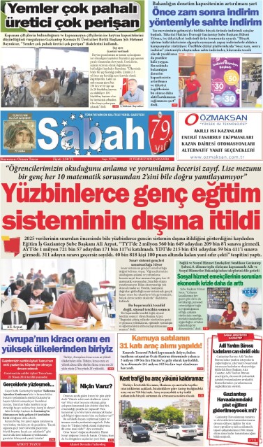 23 Temmuz 2025 Gaziantep Sabah Gazetesi