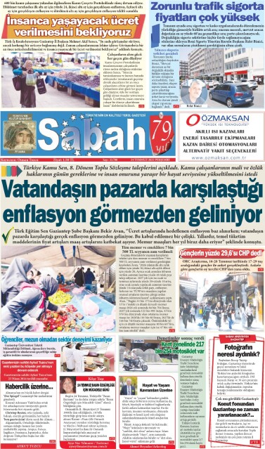24 Temmuz 2025 Gaziantep Sabah Gazetesi