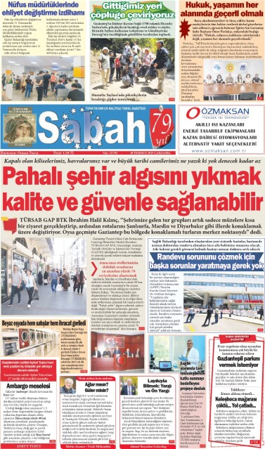 30 Temmuz 2025 Gaziantep Sabah Gazetesi
