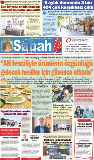 01 Ağustos 2025 Gaziantep Sabah Gazetesi