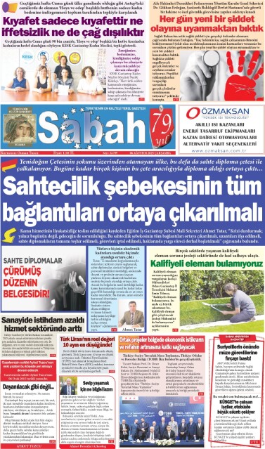 06 Ağustos 2025 Gaziantep Sabah Gazetesi