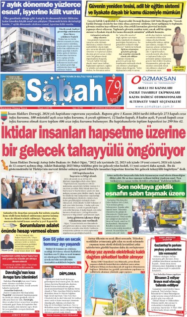 11 Ağustos 2025 Gaziantep Sabah Gazetesi