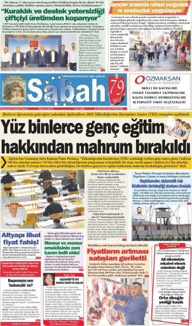28 Ağustos 2025 Gaziantep Sabah Gazetesi
