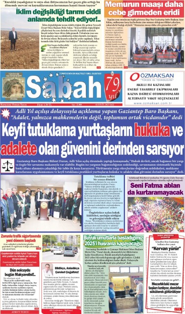 02 Eylül 2025 Gaziantep Sabah Gazetesi